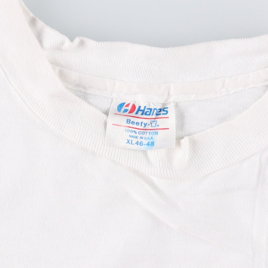 90'S Hanes BEEFY-T Dragon Pattern Print T-shirt Made in USA Men's XL Vintage cotton white type Vintage Second Hand