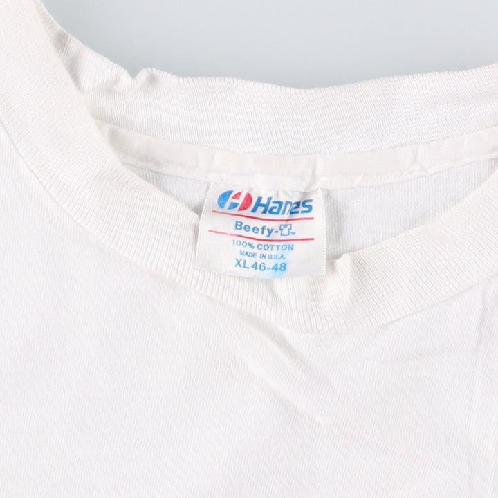 90'S Hanes BEEFY-T Dragon Pattern Print T-shirt Made in USA Men's XL Vintage cotton white type Vintage Second Hand