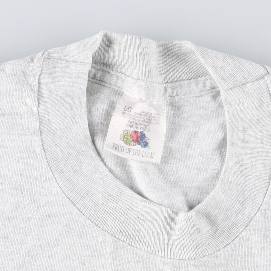 90'S Fruit of the Loom Message Print T-Shirt Made in Canada Men's Size L Vintage cotton gray type Vintage Second Hand