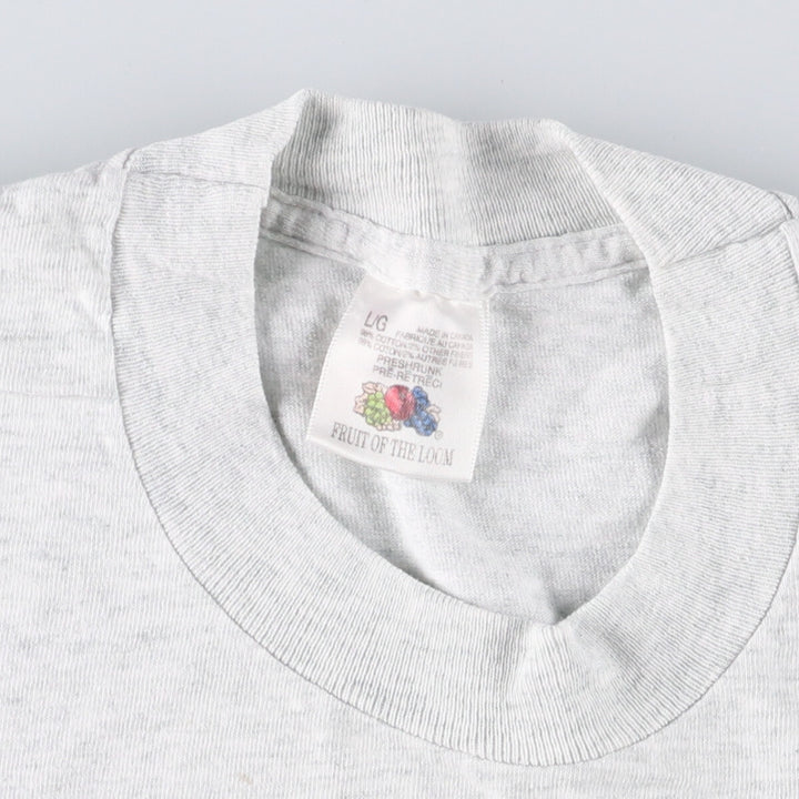 90'S Fruit of the Loom Message Print T-Shirt Made in Canada Men's Size L Vintage cotton gray type Vintage Second Hand