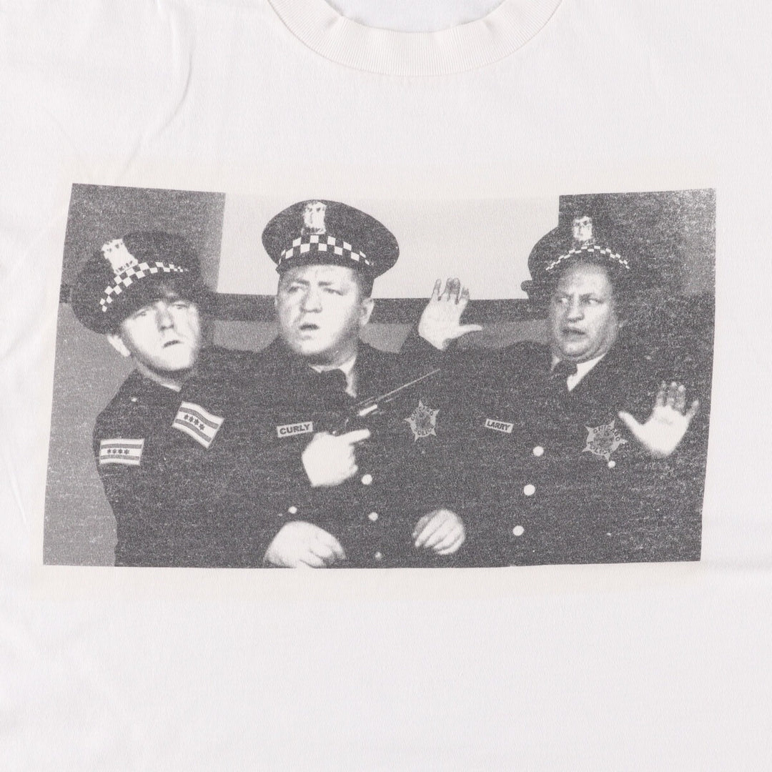 Delta The Three Stooges Movie T-shirt, Men's L size cotton white type Vintage Second Hand