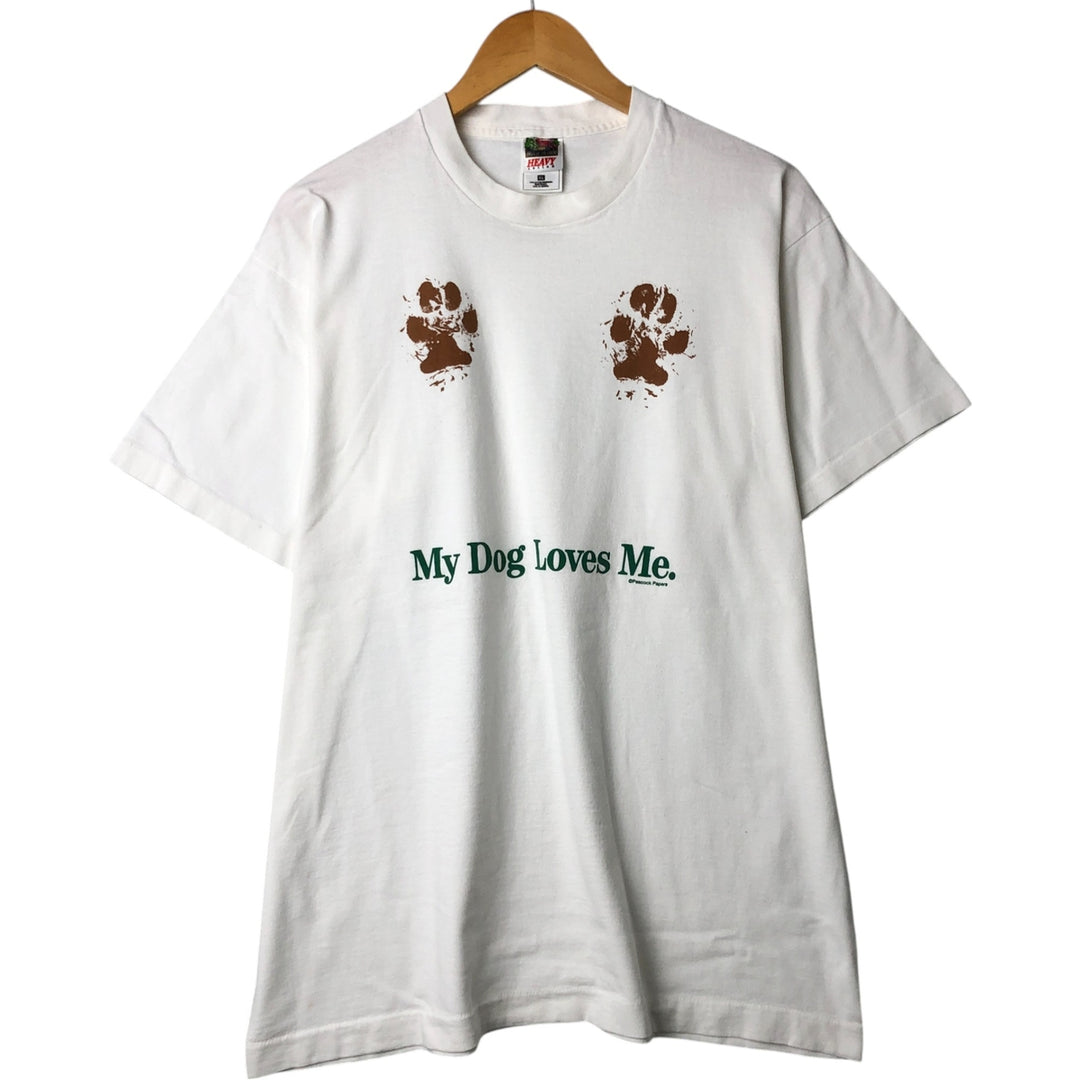 90'S Fruit of the Loom Heavy Cotton Printed T-Shirt Made in USA Men's XL Vintage cotton white type Vintage Second Hand