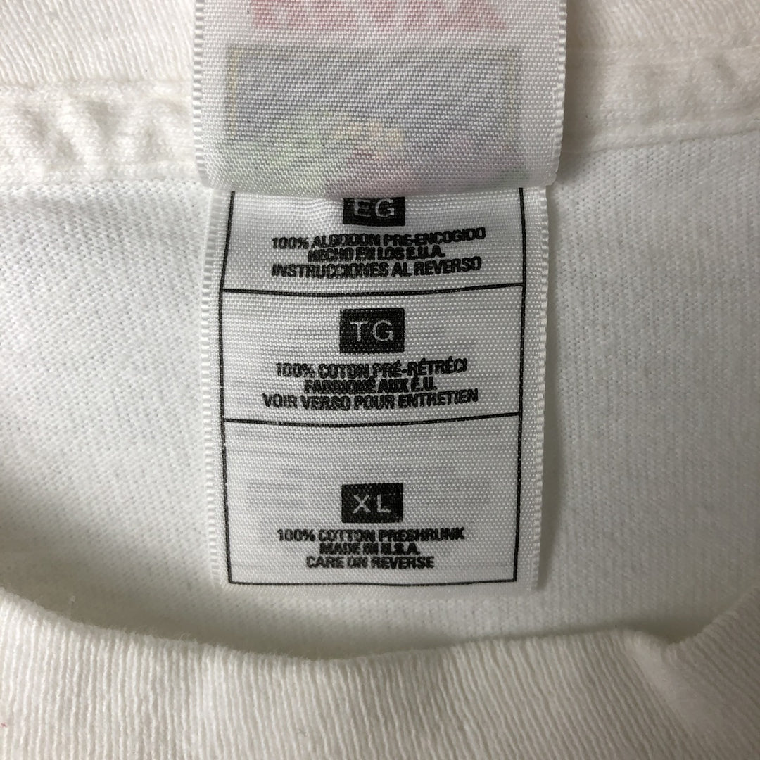 90'S Fruit of the Loom Heavy Cotton Printed T-Shirt Made in USA Men's XL Vintage cotton white type Vintage Second Hand