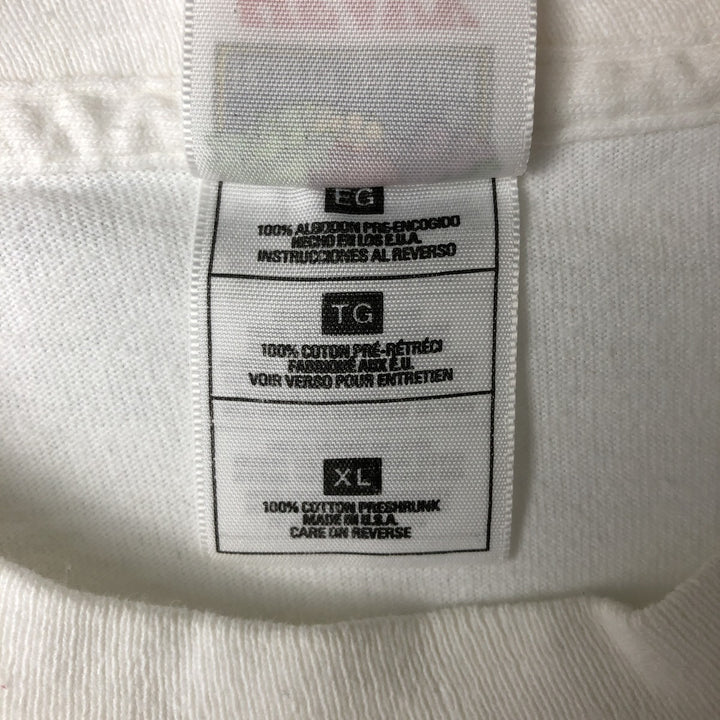 90'S Fruit of the Loom Heavy Cotton Printed T-Shirt Made in USA Men's XL Vintage cotton white type Vintage Second Hand
