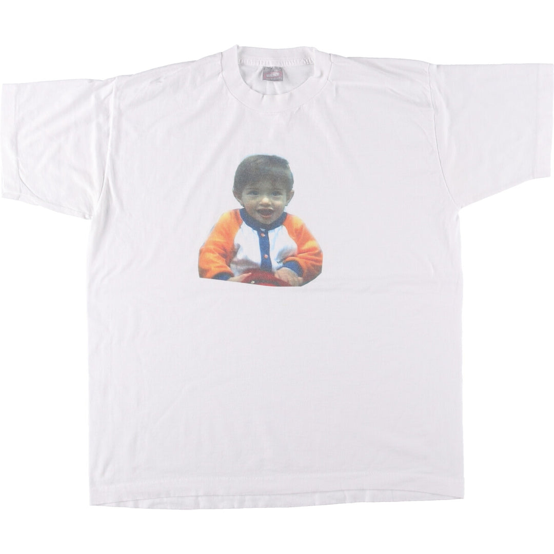 90'S Fruit of the Loom FRUIT OF THE LOOM Who's That? Photo T-shirt Made in USA Men's XL Vintage cotton white type Vintage Second Hand