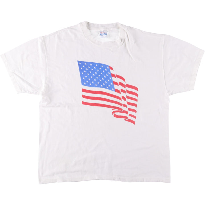 90s-00'S Hanes BEEFY-T Stars and Stripes Printed T-Shirt Men's XL Vintage cotton white type Vintage Second Hand
