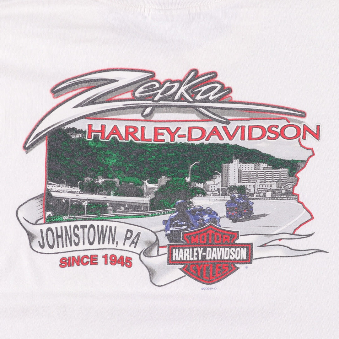 00'S Harley-Davidson Long Sleeve T-Shirt Made in USA Men's Size L cotton white type Vintage Second Hand