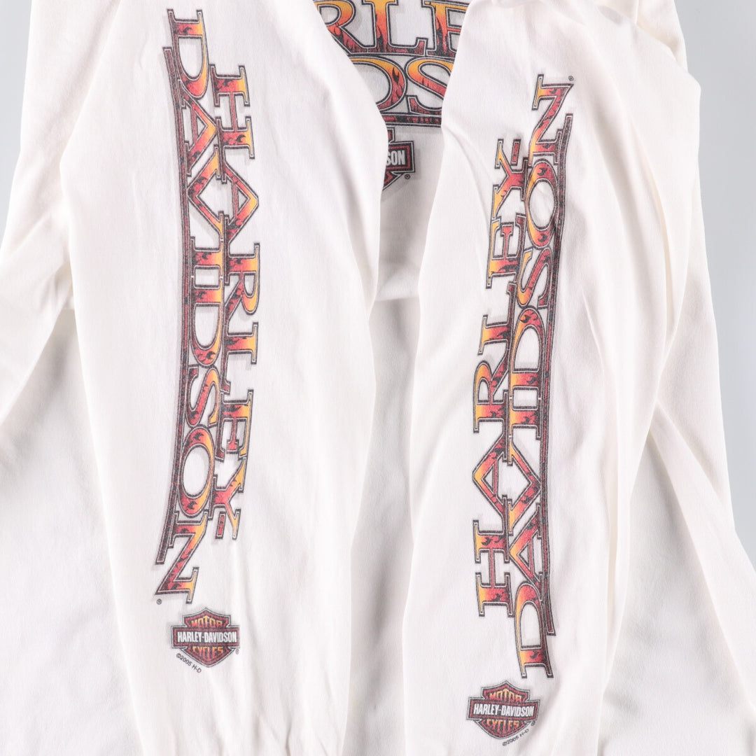 00'S Harley-Davidson Long Sleeve T-Shirt Made in USA Men's Size L cotton white type Vintage Second Hand