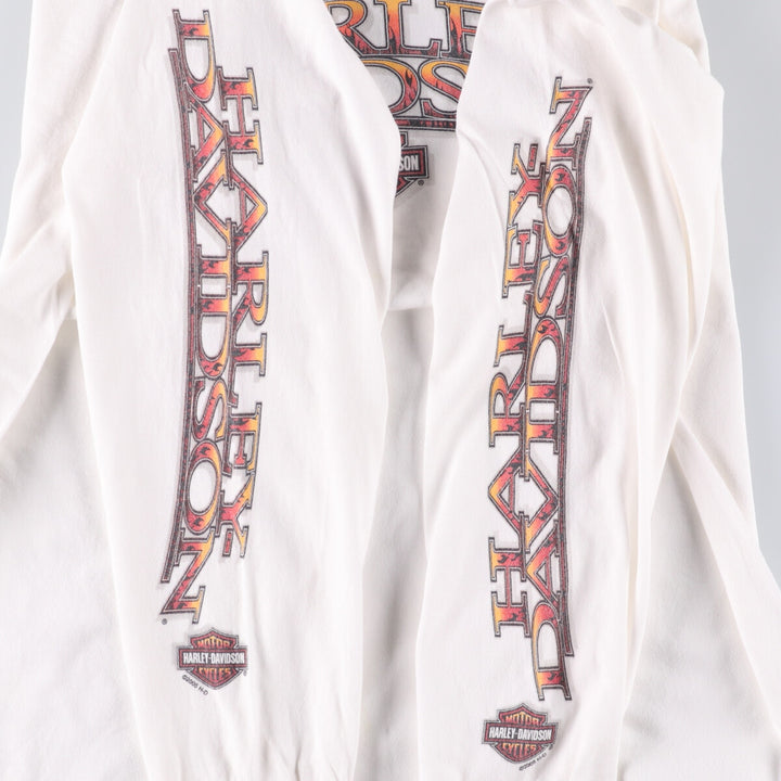 00'S Harley-Davidson Long Sleeve T-Shirt Made in USA Men's Size L cotton white type Vintage Second Hand