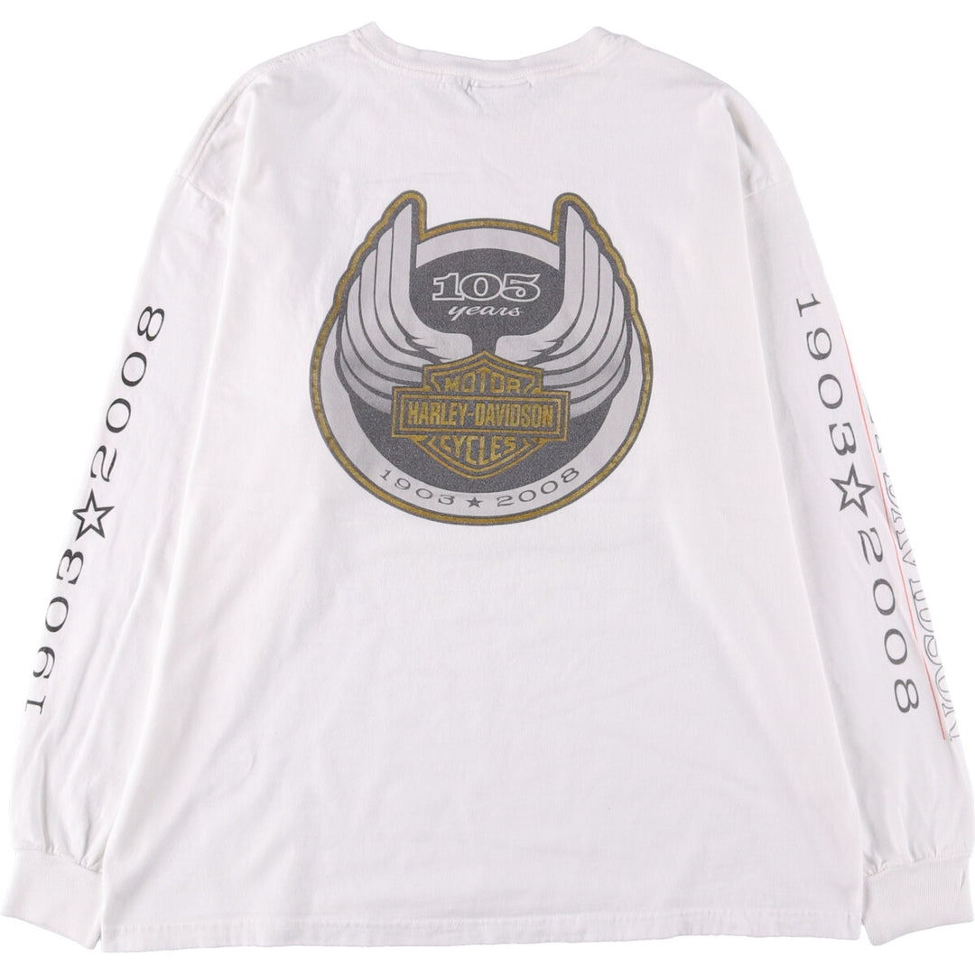 00'S Harley-Davidson Long Sleeve T-Shirt, Men's Size L unknown white type Vintage Second Hand