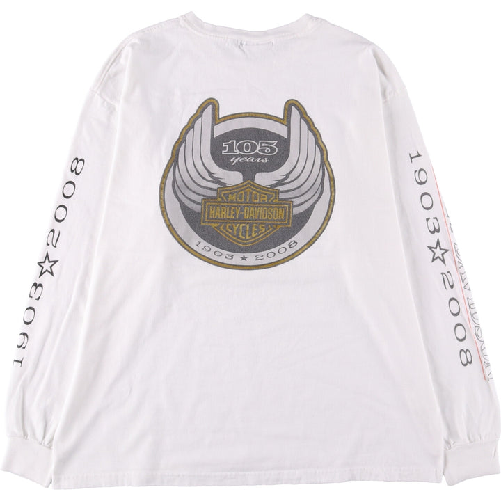00'S Harley-Davidson Long Sleeve T-Shirt, Men's Size L unknown white type Vintage Second Hand