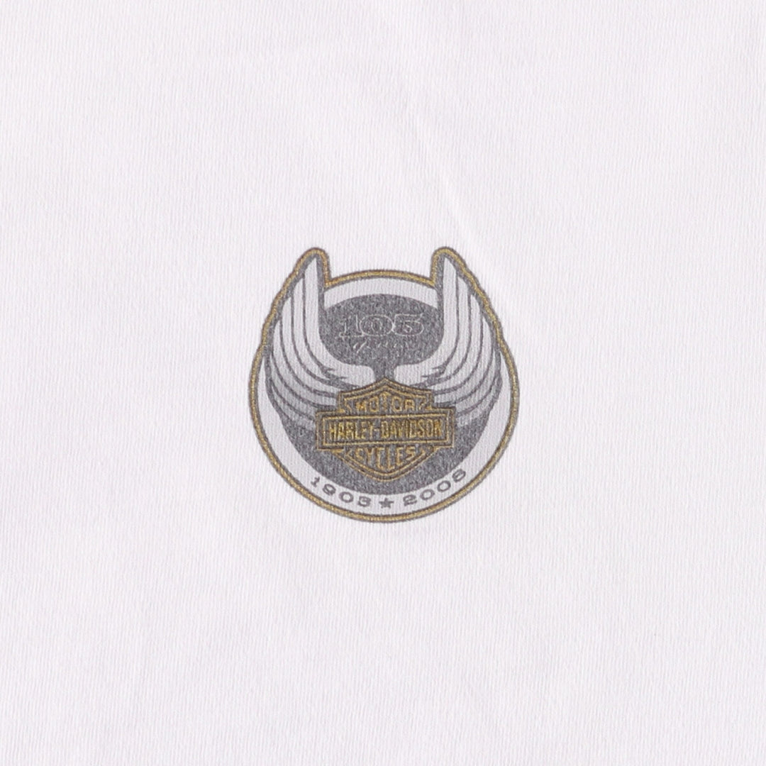 00'S Harley-Davidson Long Sleeve T-Shirt, Men's Size L unknown white type Vintage Second Hand