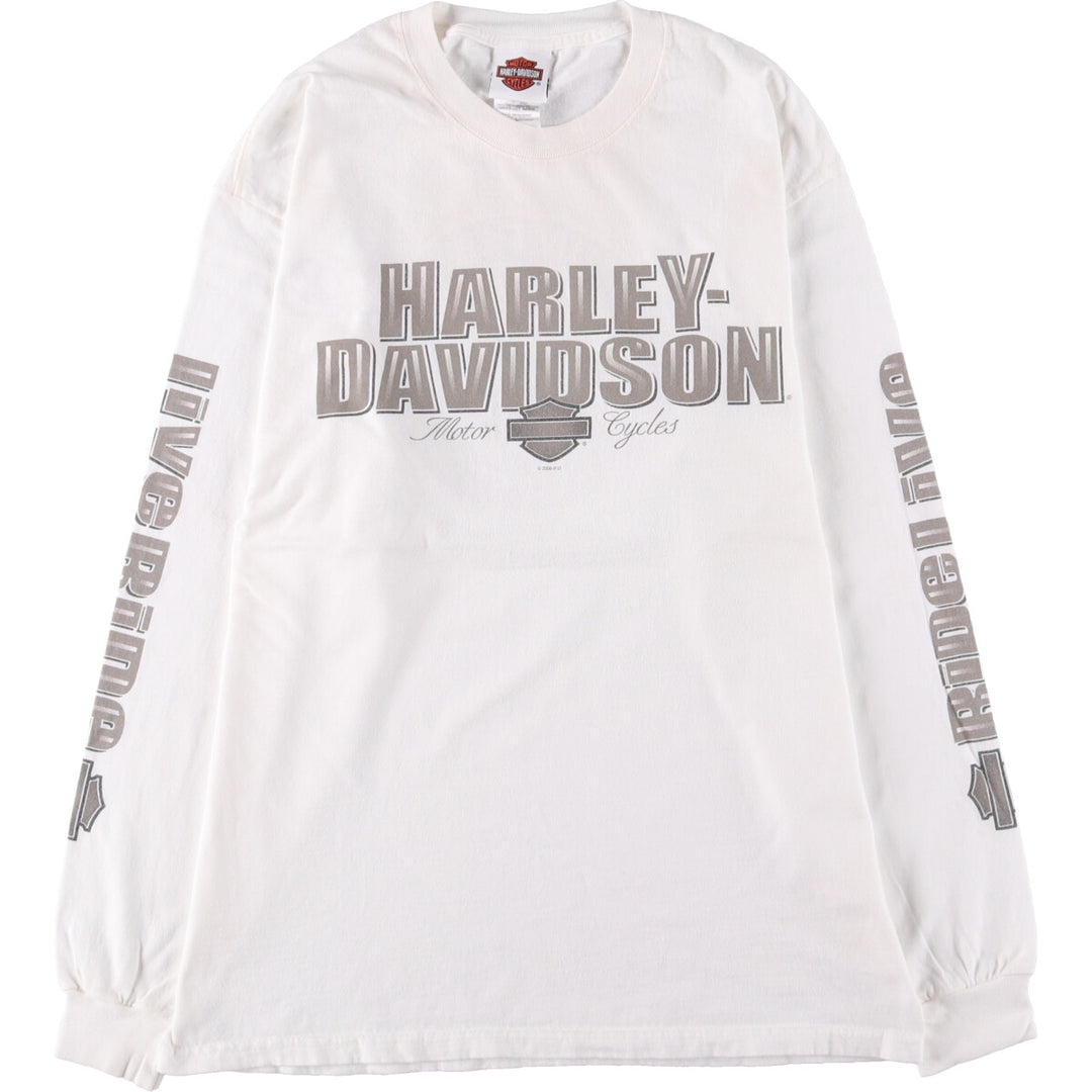 Harley-Davidson Long Sleeve T-Shirt Made in USA Men's Size L cotton white type Vintage Second Hand