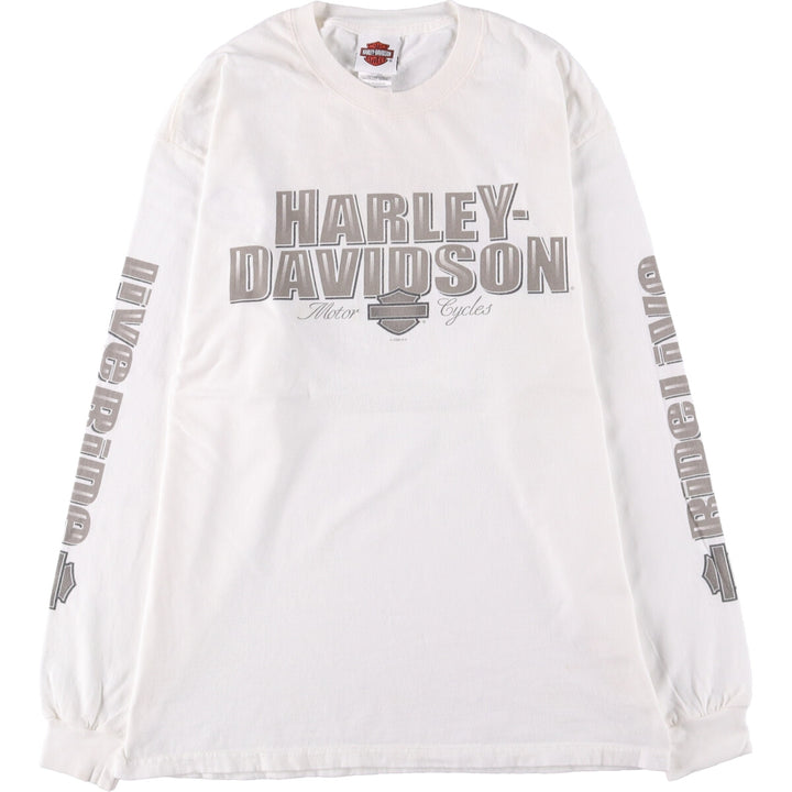 Harley-Davidson Long Sleeve T-Shirt Made in USA Men's Size L cotton white type Vintage Second Hand
