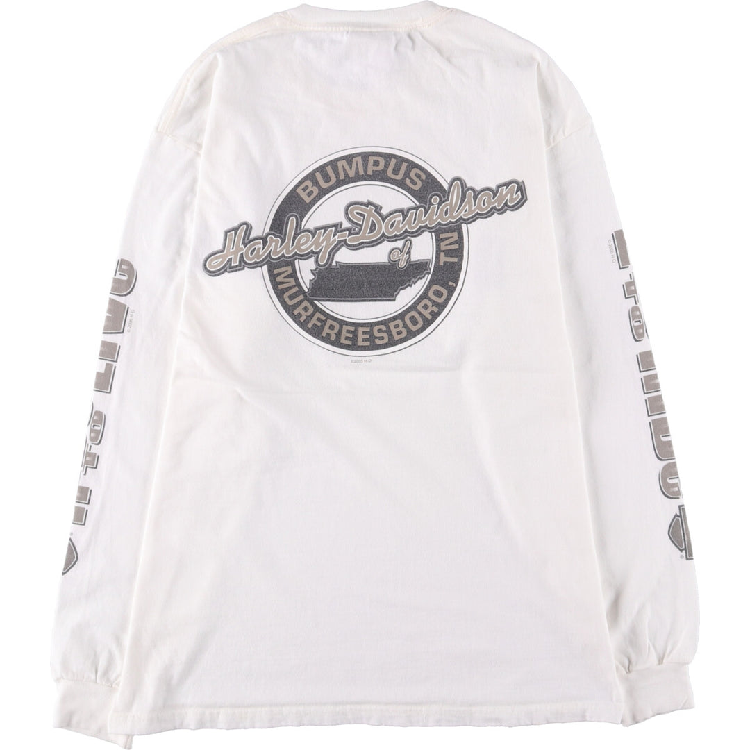 Harley-Davidson Long Sleeve T-Shirt Made in USA Men's Size L cotton white type Vintage Second Hand
