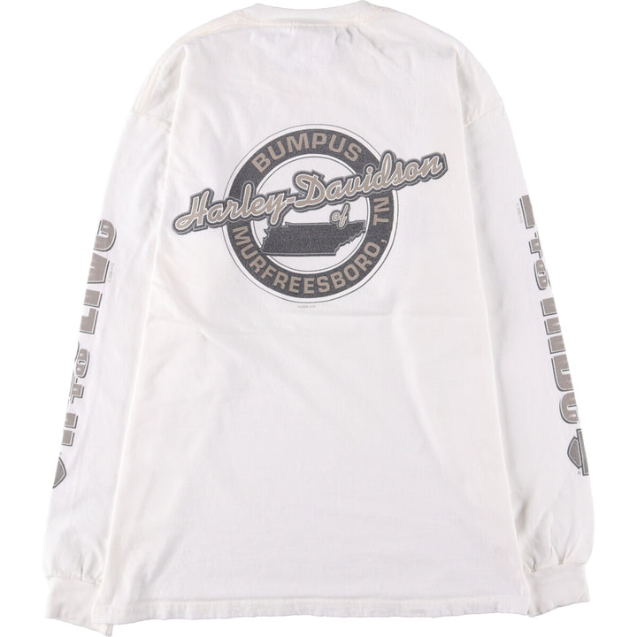 Harley-Davidson Long Sleeve T-Shirt Made in USA Men's Size L cotton white type Vintage Second Hand