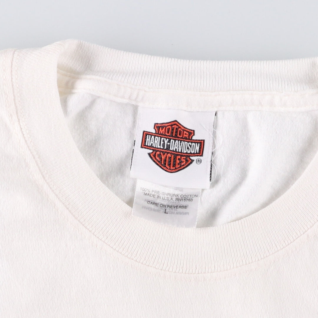 Harley-Davidson Long Sleeve T-Shirt Made in USA Men's Size L cotton white type Vintage Second Hand