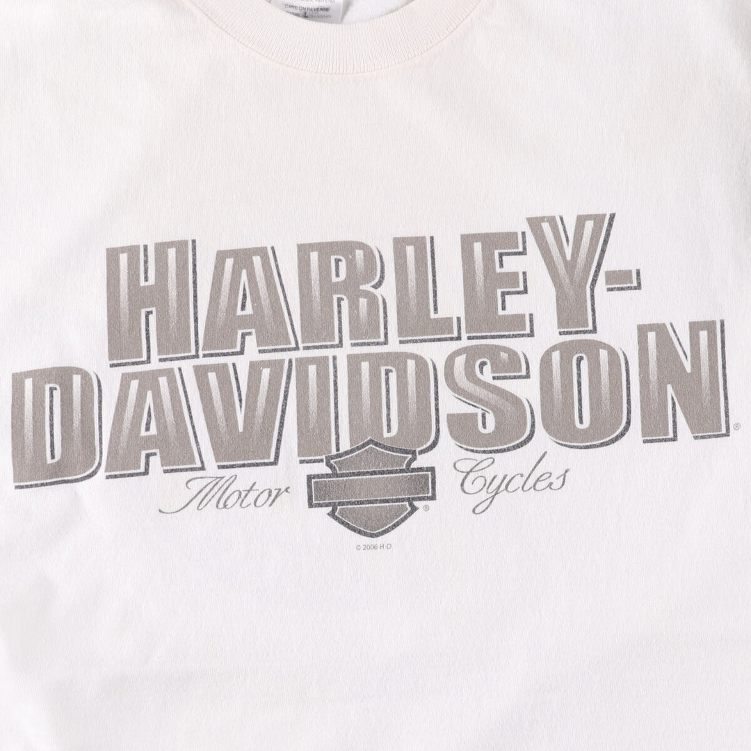 Harley-Davidson Long Sleeve T-Shirt Made in USA Men's Size L cotton white type Vintage Second Hand
