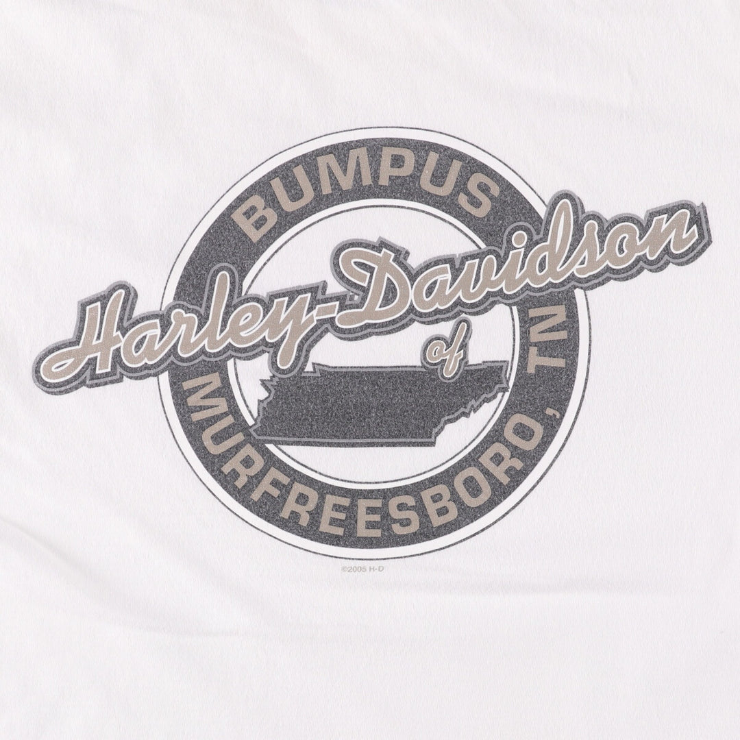 Harley-Davidson Long Sleeve T-Shirt Made in USA Men's Size L cotton white type Vintage Second Hand