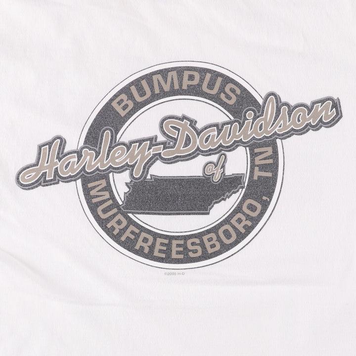 Harley-Davidson Long Sleeve T-Shirt Made in USA Men's Size L cotton white type Vintage Second Hand
