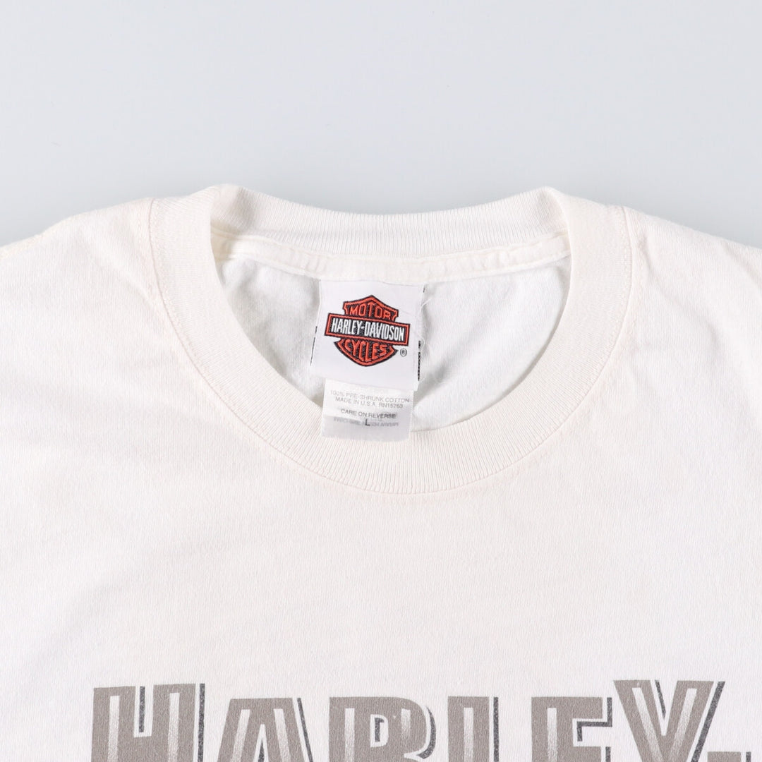 Harley-Davidson Long Sleeve T-Shirt Made in USA Men's Size L cotton white type Vintage Second Hand