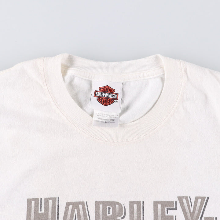 Harley-Davidson Long Sleeve T-Shirt Made in USA Men's Size L cotton white type Vintage Second Hand