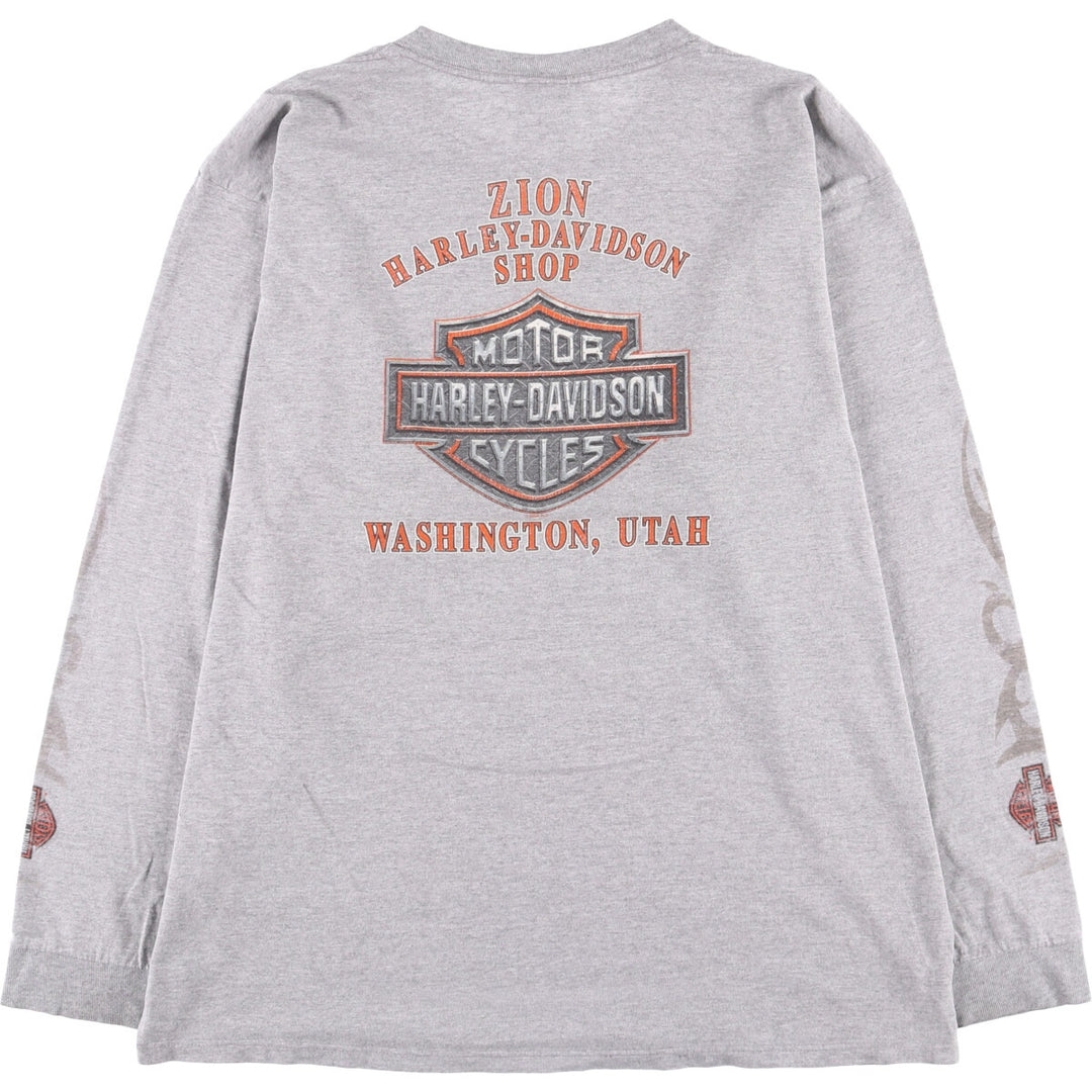 00'S Harley-Davidson Long Sleeve T-Shirt Made in USA Men's XL unknown gray type Vintage Second Hand
