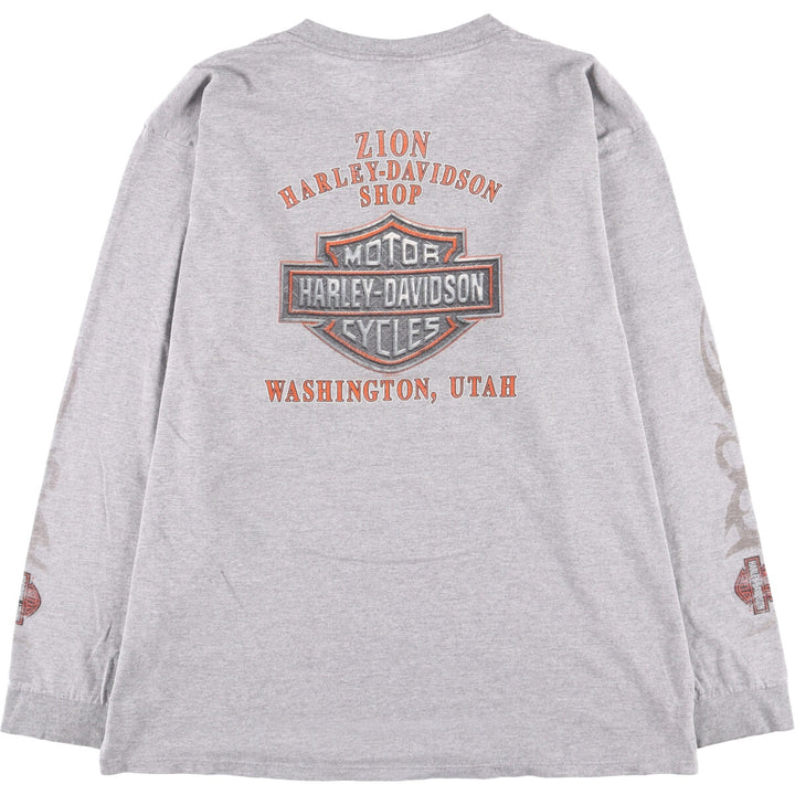 00'S Harley-Davidson Long Sleeve T-Shirt Made in USA Men's XL unknown gray type Vintage Second Hand