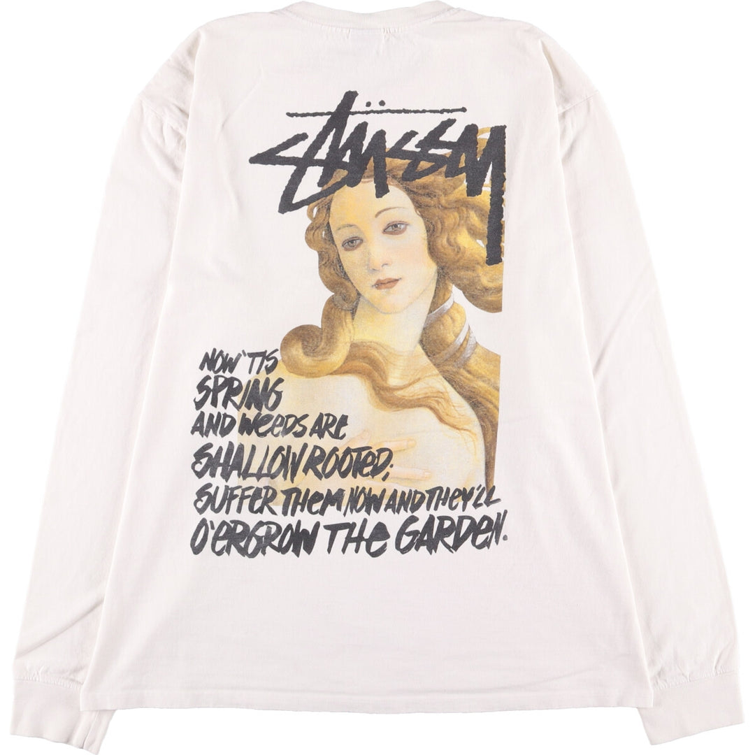00'S Stussy Venus Long T-shirt, Men's XL size cotton white type Vintage Second Hand