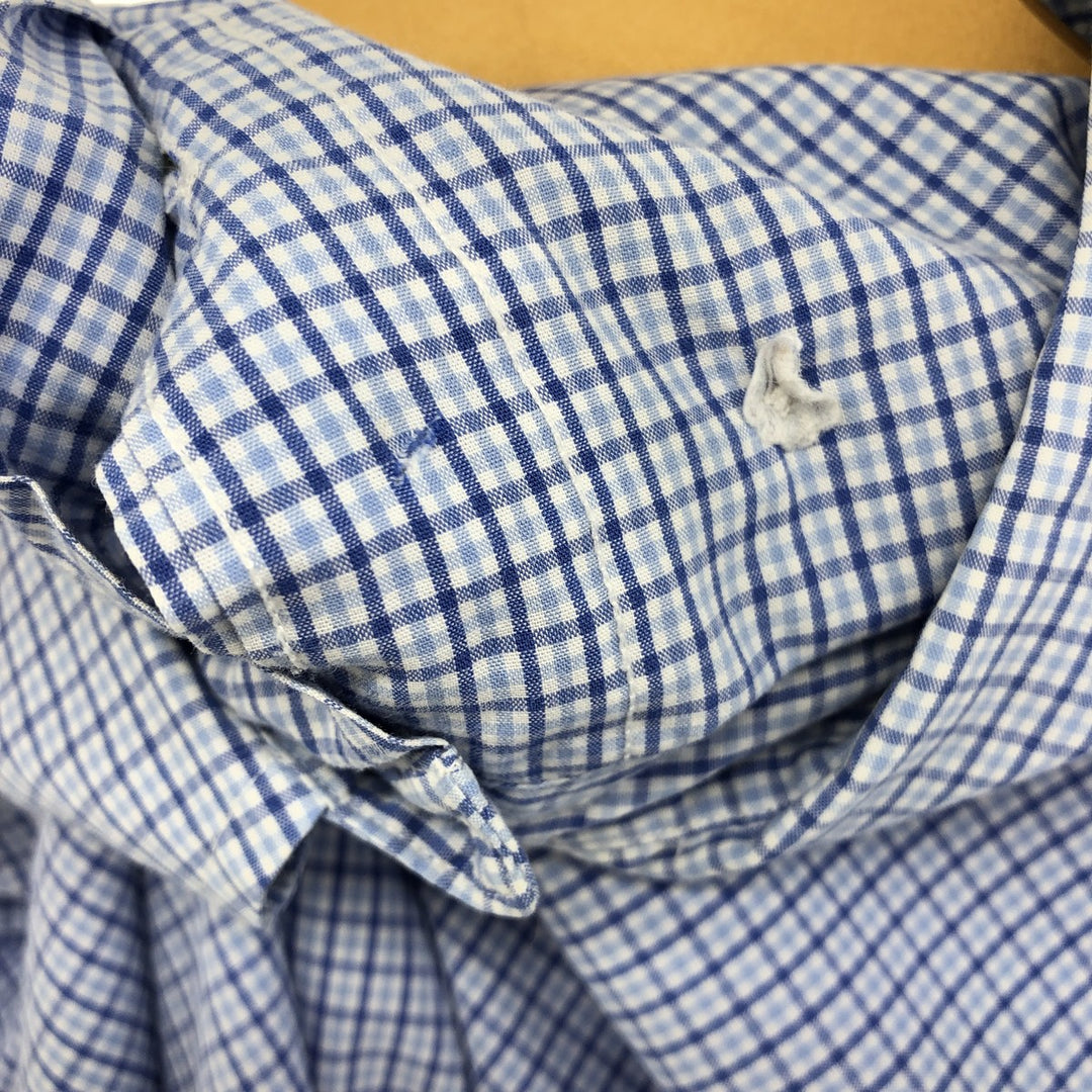 Ralph Lauren BLAKE short sleeve button down check shirt, men's size L cotton blue type Vintage Second Hand