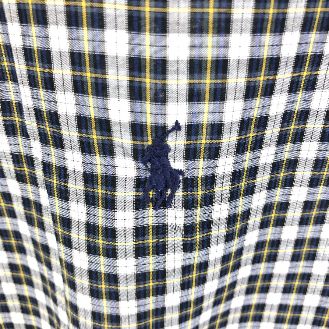 Ralph Lauren BLAKE short sleeve button down check shirt, men's size L cotton yellow type Vintage Second Hand