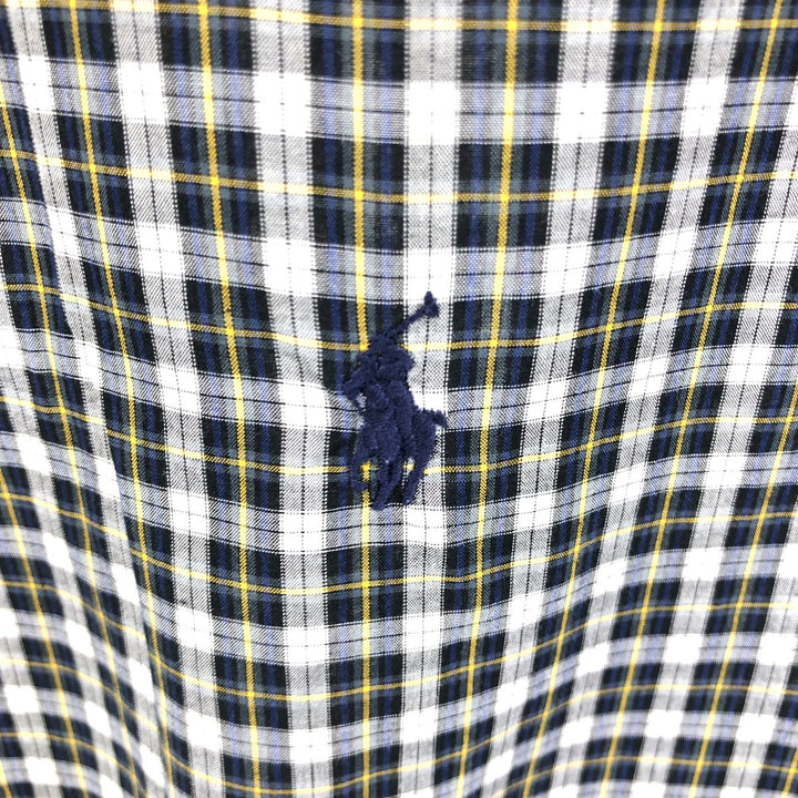 Ralph Lauren BLAKE short sleeve button down check shirt, men's size L cotton yellow type Vintage Second Hand
