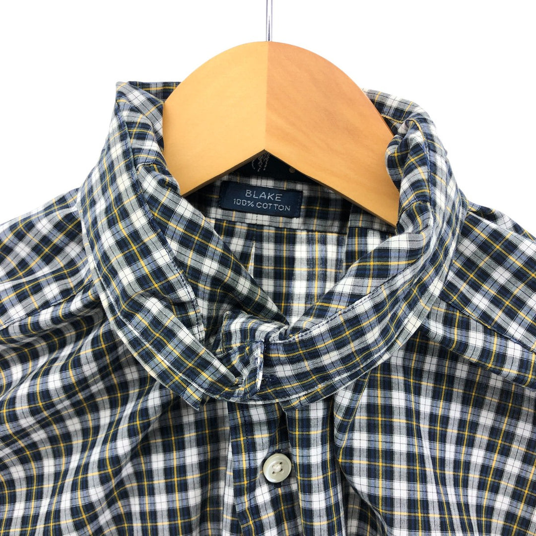 Ralph Lauren BLAKE short sleeve button down check shirt, men's size L cotton yellow type Vintage Second Hand
