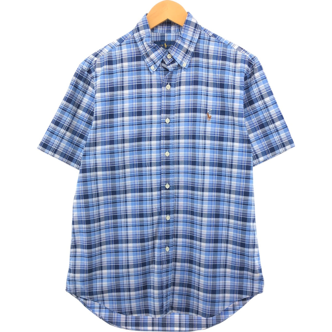 Ralph Lauren POLO RALPH LAUREN short sleeve button down check shirt men's M size cotton blue type Vintage Second Hand