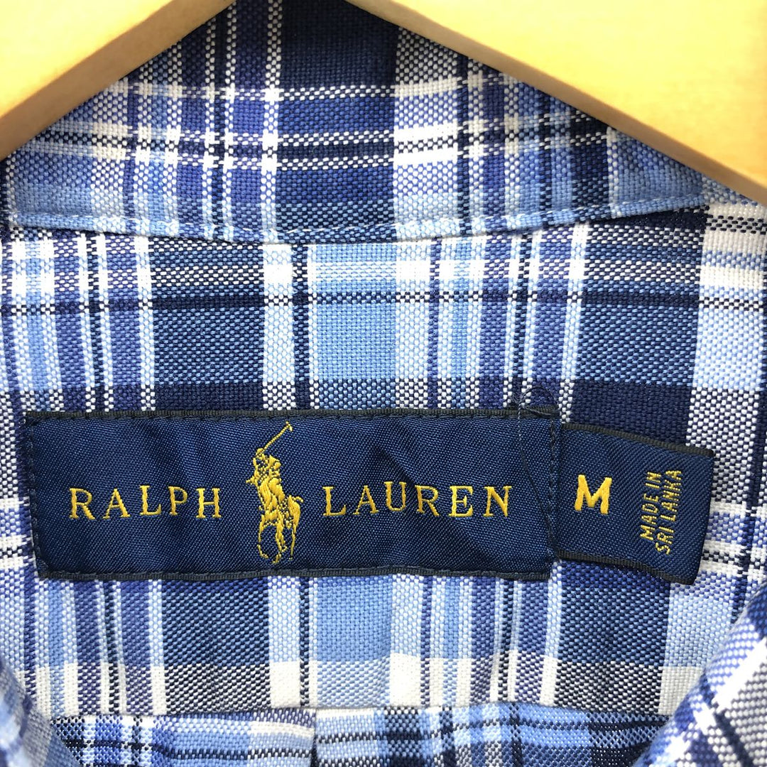 Ralph Lauren POLO RALPH LAUREN short sleeve button down check shirt men's M size cotton blue type Vintage Second Hand