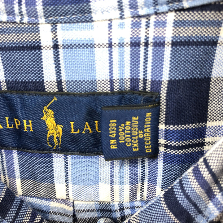 Ralph Lauren POLO RALPH LAUREN short sleeve button down check shirt men's M size cotton blue type Vintage Second Hand