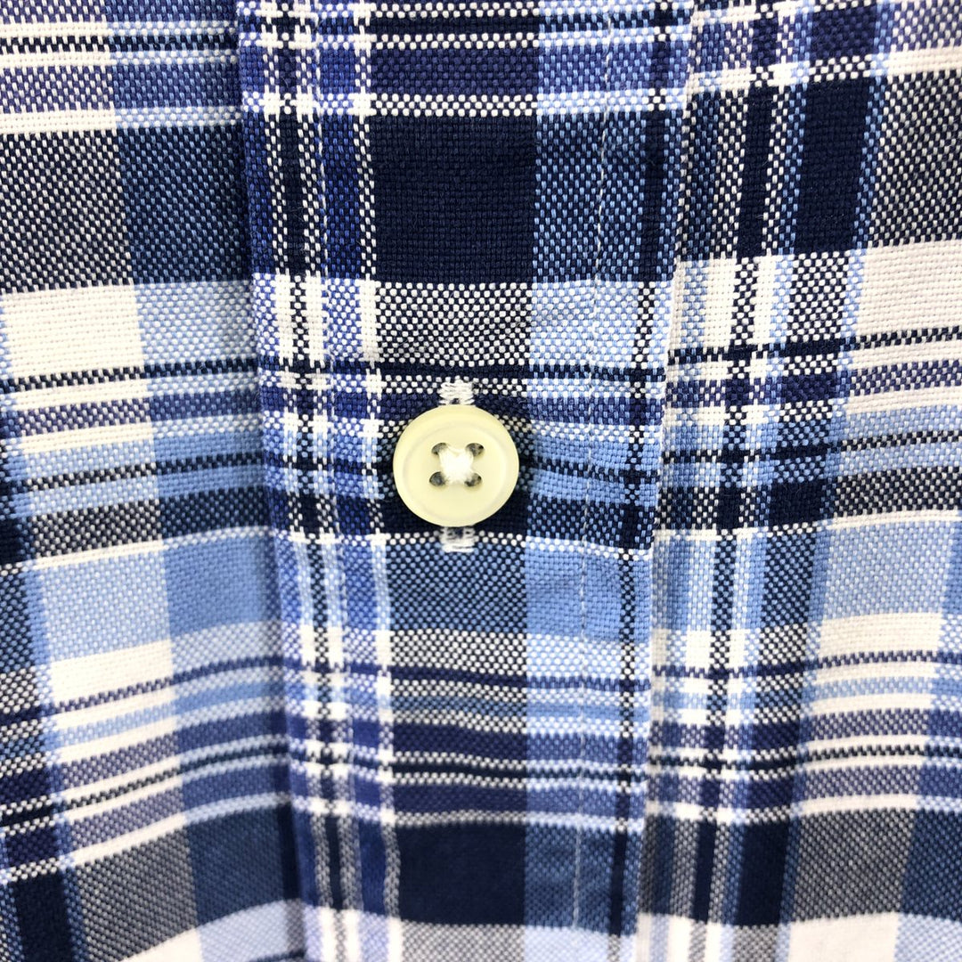 Ralph Lauren POLO RALPH LAUREN short sleeve button down check shirt men's M size cotton blue type Vintage Second Hand