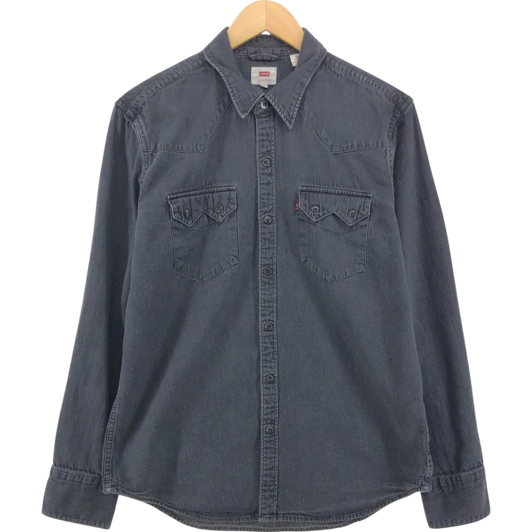 Levi's Long Sleeve Denim Western Shirt, Men's Size L cotton black type Vintage Second Hand