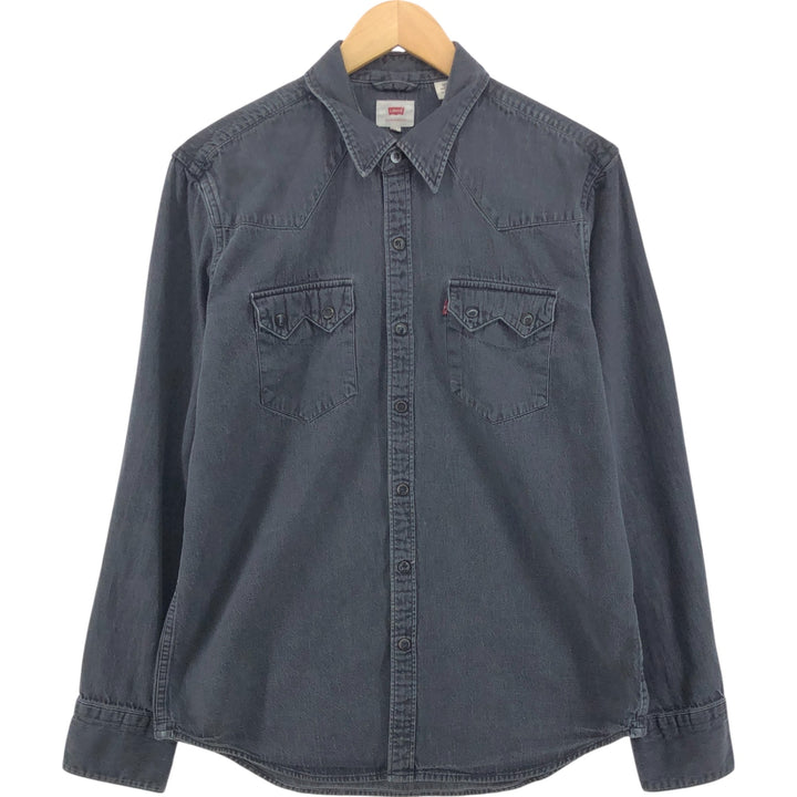 Levi's Long Sleeve Denim Western Shirt, Men's Size L cotton black type Vintage Second Hand