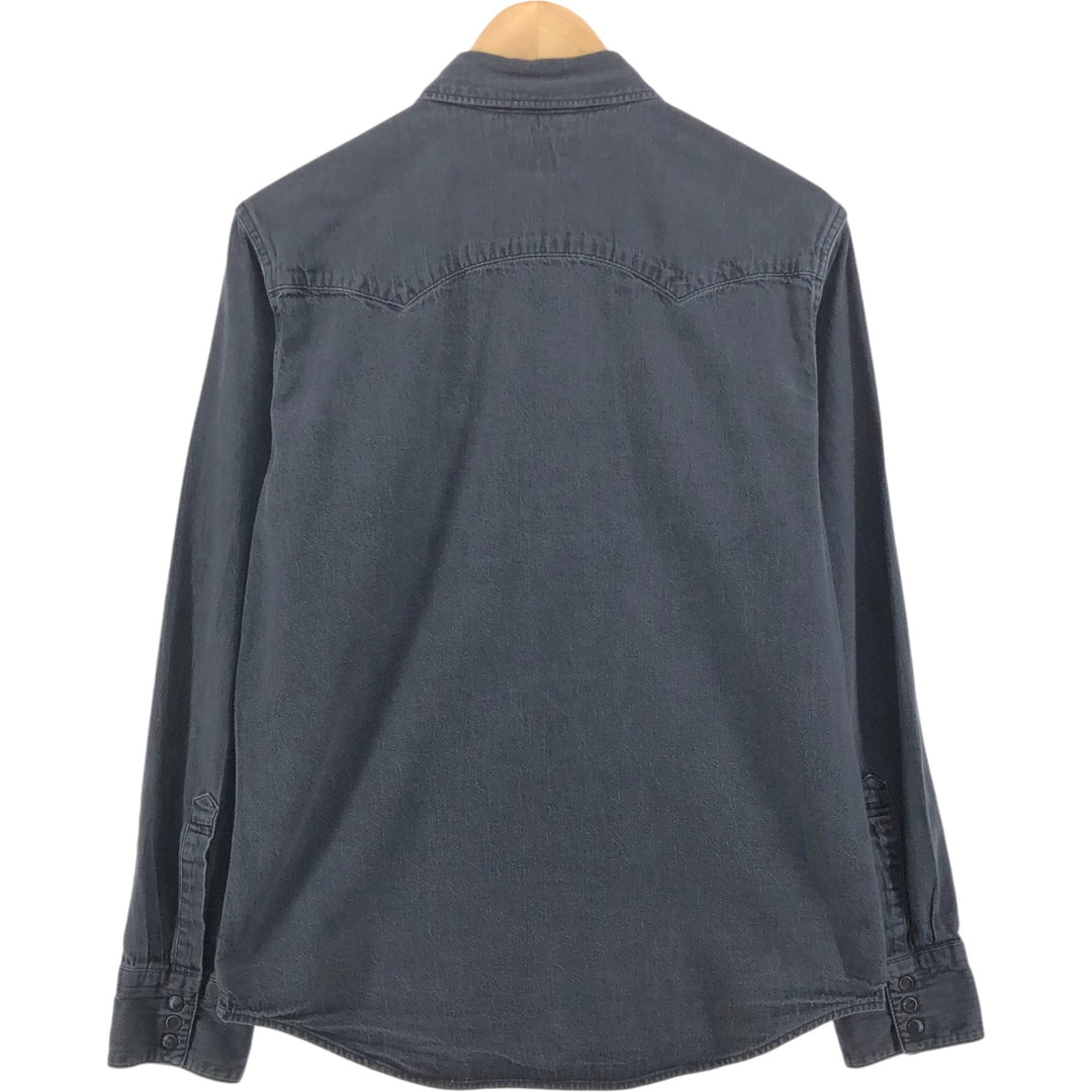 Levi's Long Sleeve Denim Western Shirt, Men's Size L cotton black type Vintage Second Hand