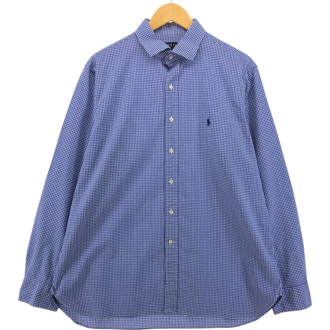 Ralph Lauren Gingham Check Long Sleeve Cotton Check Shirt Men's XL cotton blue type Vintage Second Hand
