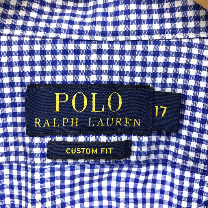 Ralph Lauren Gingham Check Long Sleeve Cotton Check Shirt Men's XL cotton blue type Vintage Second Hand