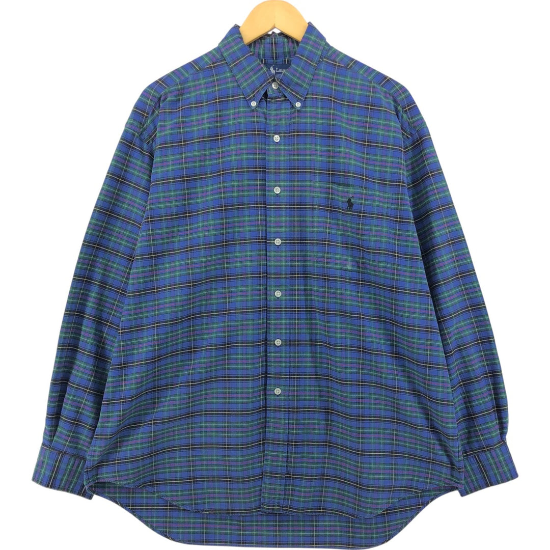 Ralph Lauren Ralph Lauren BIG SHIRT Long sleeve cotton check shirt Men's L size cotton blue type Vintage Second Hand