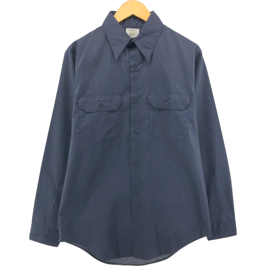 70'S JCPenney BIG MAC Long Sleeve Work Shirt, Men's L Size, Vintage polyester Charcoal Vintage Second Hand
