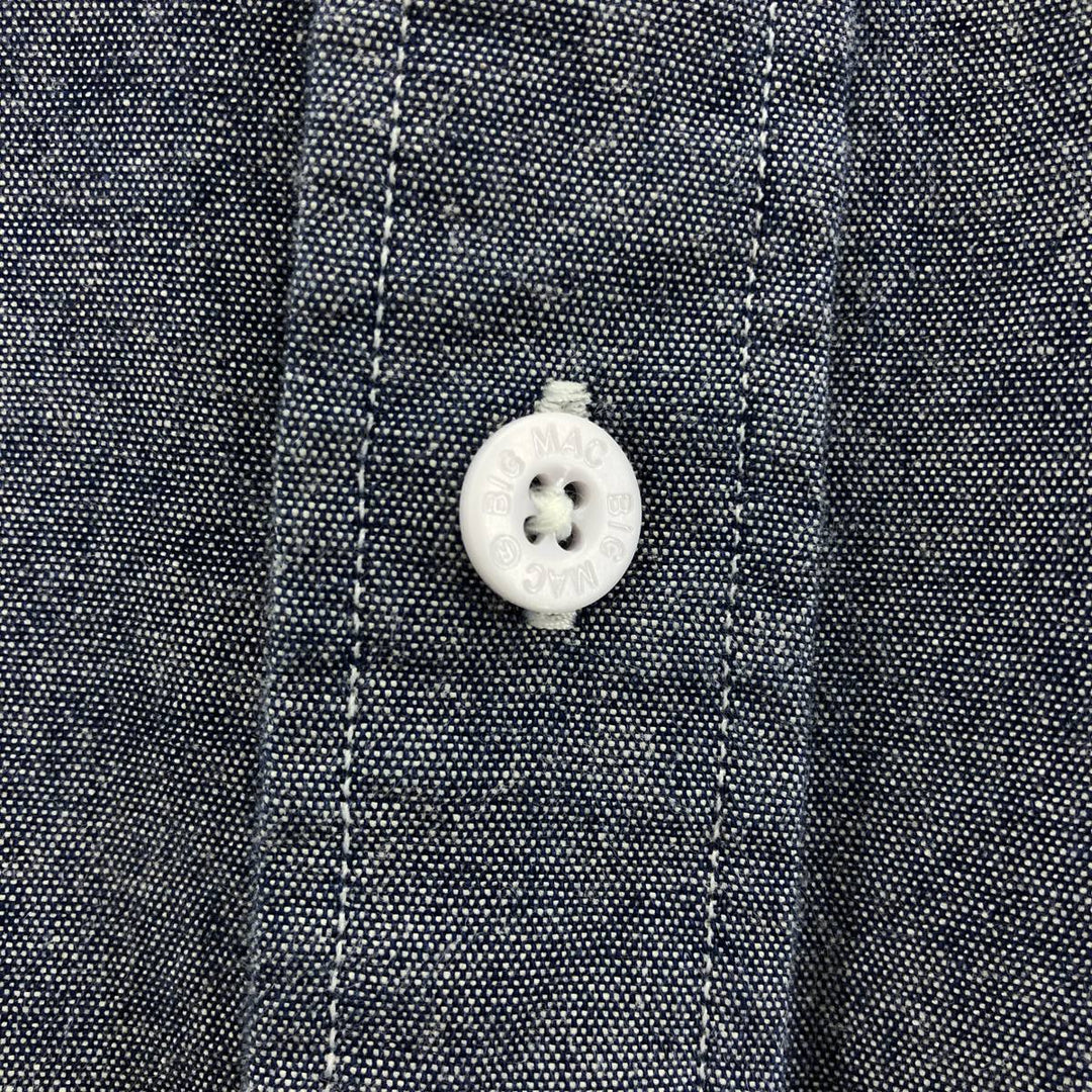 80s-90'S BIG MAC Long Sleeve Work Shirt, Men's Size L, Vintage cotton Charcoal Vintage Second Hand