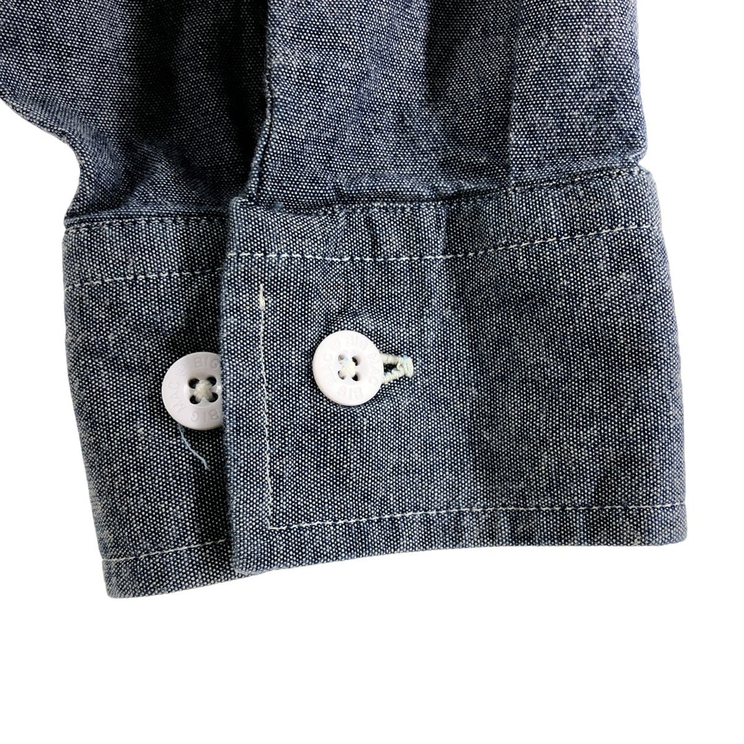 80s-90'S BIG MAC Long Sleeve Work Shirt, Men's Size L, Vintage cotton Charcoal Vintage Second Hand