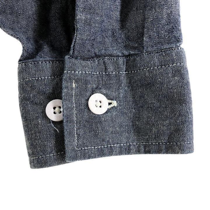 80s-90'S BIG MAC Long Sleeve Work Shirt, Men's Size L, Vintage cotton Charcoal Vintage Second Hand