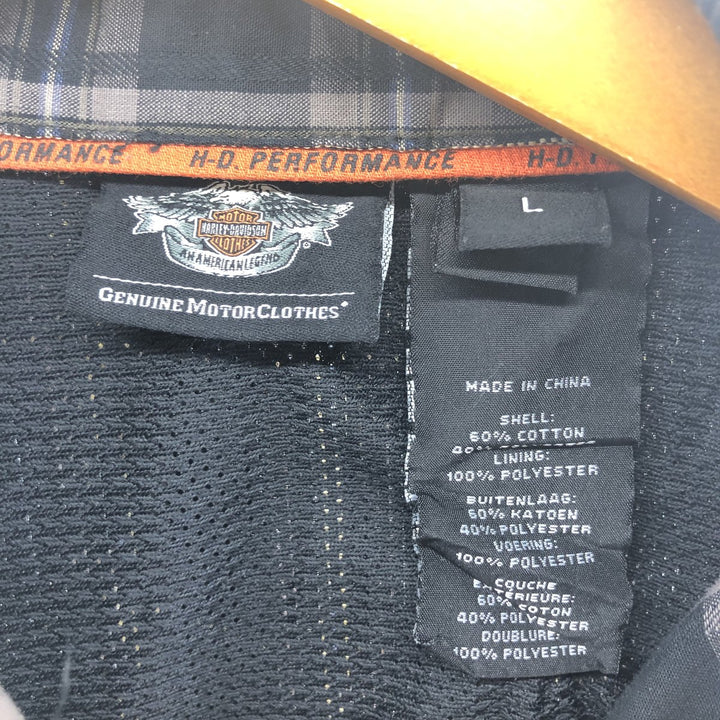 Harley-Davidson Check Pattern Short Sleeve Work Shirt, Men's Size L cotton gray type Vintage Second Hand