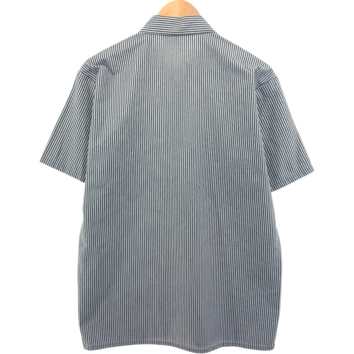 90'S Ben Davis Stripe Pattern Half Zip Short Sleeve Work Shirt Box Shirt Made in USA Men's M Size Vintage cotton gray type Vintage Second Hand