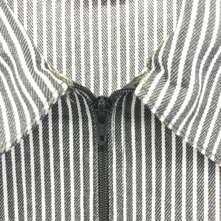 90'S Ben Davis Stripe Pattern Half Zip Short Sleeve Work Shirt Box Shirt Made in USA Men's M Size Vintage cotton gray type Vintage Second Hand